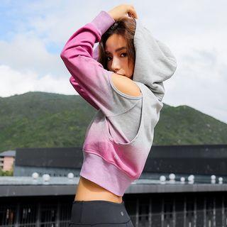 Gradient Cutout Shoulder Hoodie