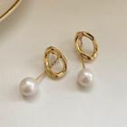 Alloy Hoop Faux Pearl Dangle Earring 1 Pair - Gold - One Size