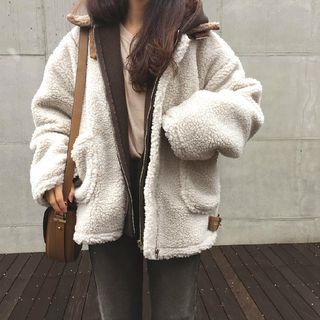 Color-block Zipped Fleece Jacket