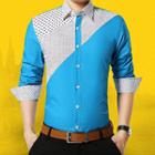 Long-sleeve Dotted Panel Shirt