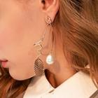 Faux Pearl Alloy Disc Dangle Earring 1 Pair - As Shown In Figure - One Size