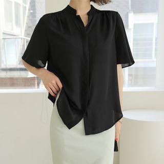 Bell-sleeve Stand-collar Blouse