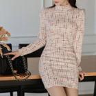 Mock-neck Long-sleeve Sheath Dress