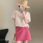 Short-sleeve Floral Blouse / A-line Mini Skirt