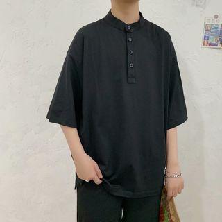 Buttoned Elbow-sleeve Shirt