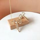Bow Rhinestone Faux Pearl Fringed Earring