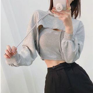 Set: Cropped Camisole Top + Cropped Hoodie
