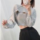 Set: Cropped Camisole Top + Cropped Hoodie