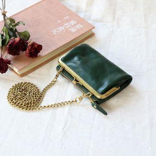 Genuine Leathermini Clasp Chain Crossbody Bag