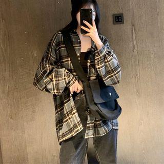 Long Sleeve Plaid Button-up Shirt