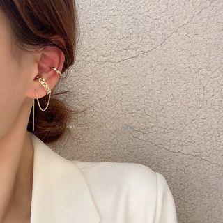 Alloy Chained Cuff Earring 1 Pair - Gold - One Size