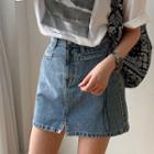 Welt-pocket A-line Denim Miniskirt
