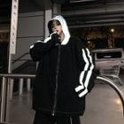 Long-sleeve Piped Windbreaker Black - One Size