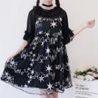 Elbow-sleeve Top / Star Strappy A-line Dress