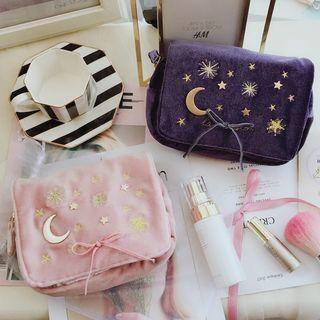 Star Embroidered Makeup Organizer Bag