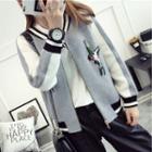 Bird Embroidered Zip Knit Jacket