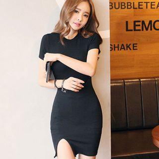 Short-sleeve Cut Out Mini Bodycon Dress