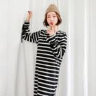 Crew-neck Stripe Long T-shirt Dress