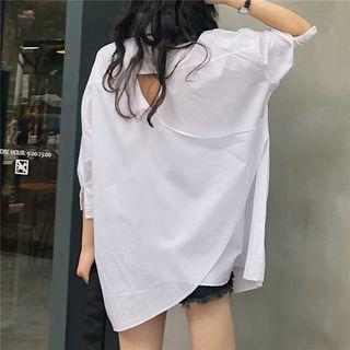Cutout Back 3/4-sleeve Blouse