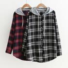 Mock Two-piece Plaid Hooded Jacket