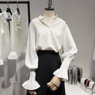 Mandarin Collar Flared-cuff Blouse