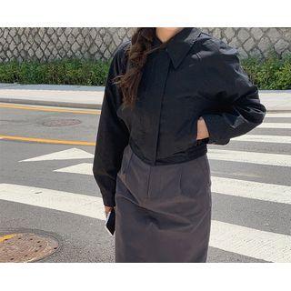 Collared Zip-up Blouson Jacket One Size