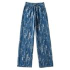 All-over Print Wide Leg Jeans