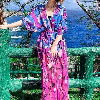 Print Long Light Jacket Print - Purple & Blue - One Size