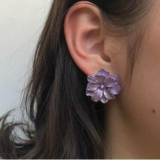 Acrylic Flower Earring 1 Pair - Purple - One Size
