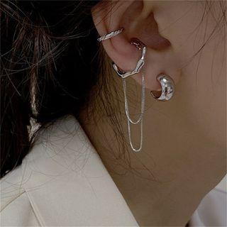 Set Of 4: Alloy Cuff Earring (various Designs) Set Of 4 Pcs - Silver - One Size