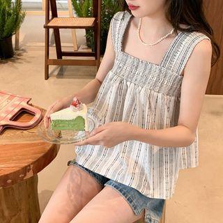 Striped Flowy Tank Top Almond - One Size