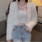 Tie-front Fluffy Cardigan / Cropped Camisole Top