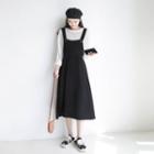 Plain A-line Dress Black - One Size