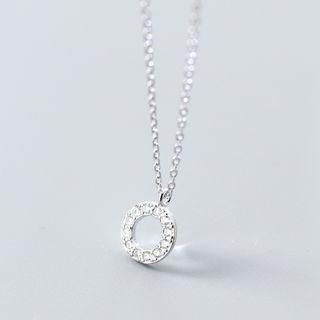 925 Sterling Silver Rhinestone Hoop Necklace Silver - One Size
