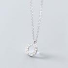 925 Sterling Silver Rhinestone Hoop Necklace Silver - One Size