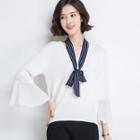 3/4-sleeve Bow Front T-shirt