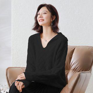 Knit Lapel Long-sleeve Sweater