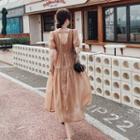 Puff-sleeve Round-neck Open-back Dress