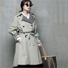 Check Panel Belted Trench Coat