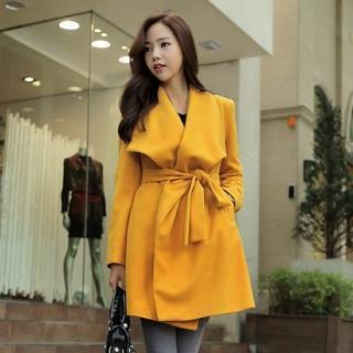Open-front Wool Coat With Belt
