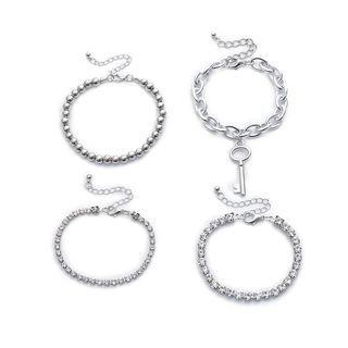 Set Of 4: Rhinestone Chain Bracelet