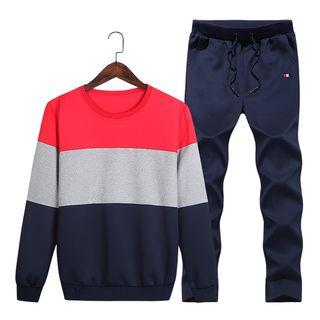 Set: Color Block Pullover + Drawstring Pants