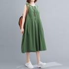 Sleeveless A-line Midi Dress Green - One Size