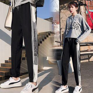 Lettering Striped Jogger Pants