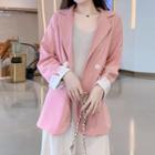 Plain Double Breasted Loose-fit Blazer