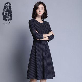 Pinstriped A-line Dress