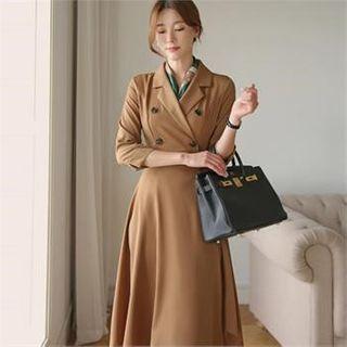 Double-breasted Buckled-waist Dress