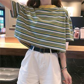 Striped Tie-back Cropped Top