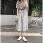 Pocketed A-line Midi Skirt Gray - One Size