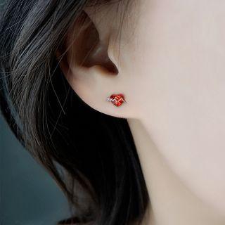 Heart Rhinestone Sterling Silver Earring